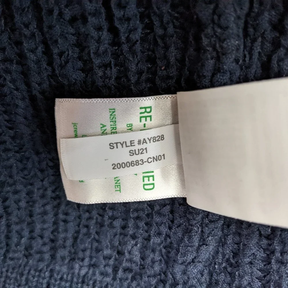 NWT J. Crew Cropped Patch Pocket Beach Cardigan Sweater Navy Size 2XL AY828